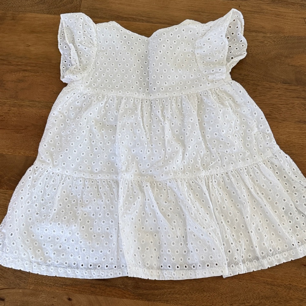 Zara Girls Charming White Eyelet Kids Dress size 3-4
